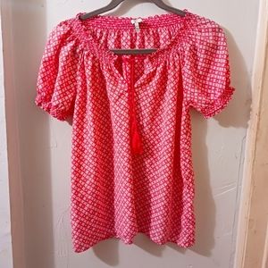 Joie pink pattern tassel top